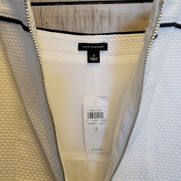 Ann Taylor Full Zip Mini Dress Size 2 White Square Neck Pockets Lined - Picture 5 of 8